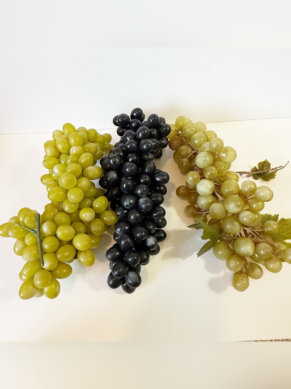 Large Vintage Rubber Grape Clusters Green Purple Artificial Decorative Set 3x